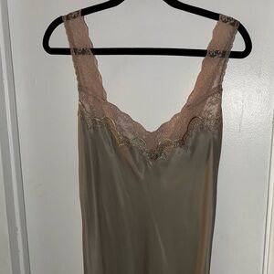Vintage Dior Beige Lace Trim Chemise Nightgown